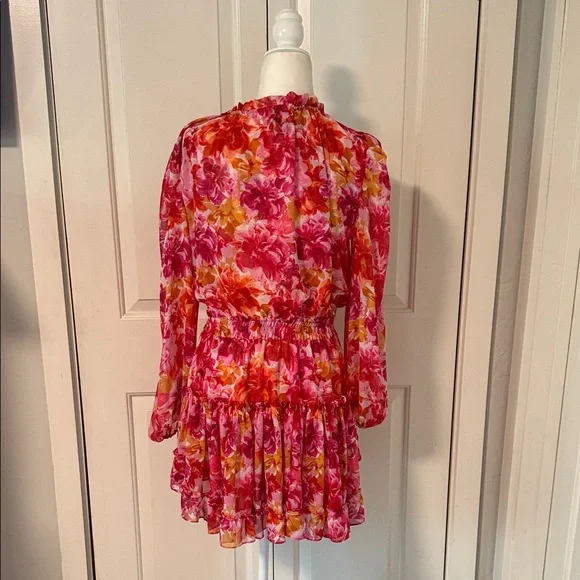 Misa Los Angeles Pink and Red Floral Blouse - Picture 3 of 3